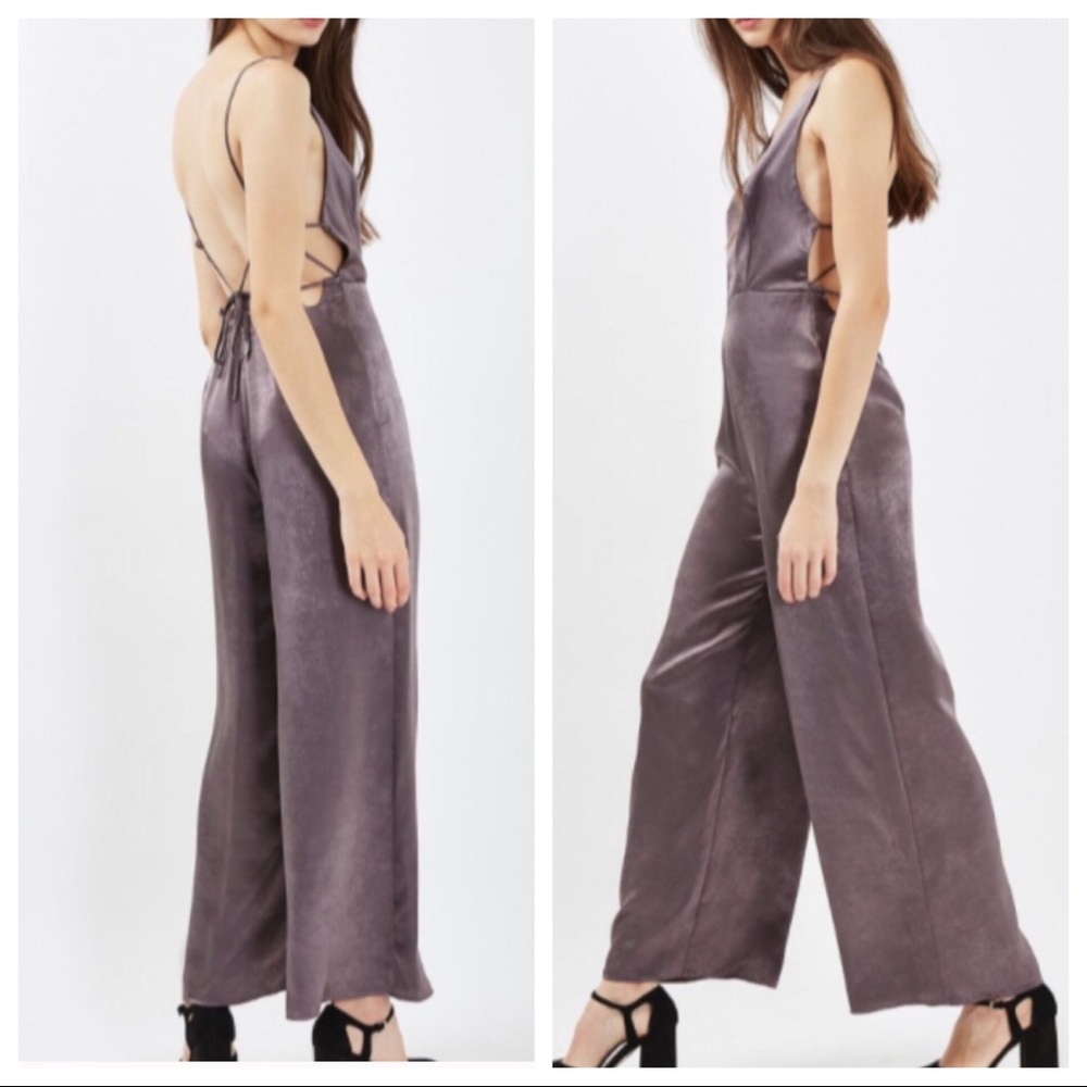 Topshop Silver Metallic Strappy Jumpsuit NWT